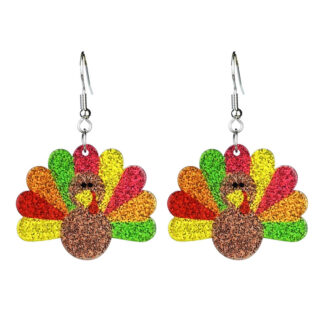 Autumn Thanksgiving Earrings - Turkey, Pumpkin & Sunflower Acrylic Jewelry
