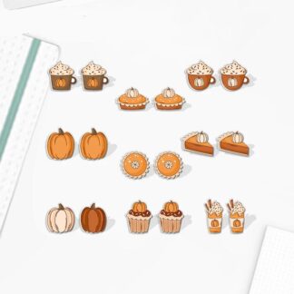 Thanksgiving Pumpkin Pie Acrylic Stud Earrings - Trendy Dessert Jewelry