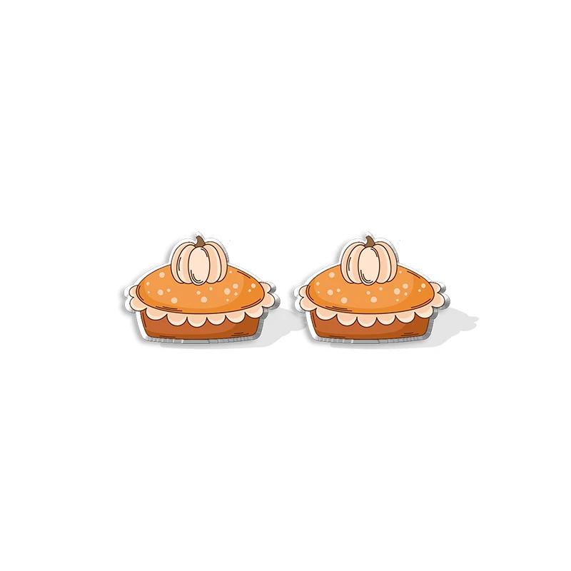 Thanksgiving Pumpkin Pie Acrylic Stud Earrings - Trendy Dessert Jewelry - Image 5