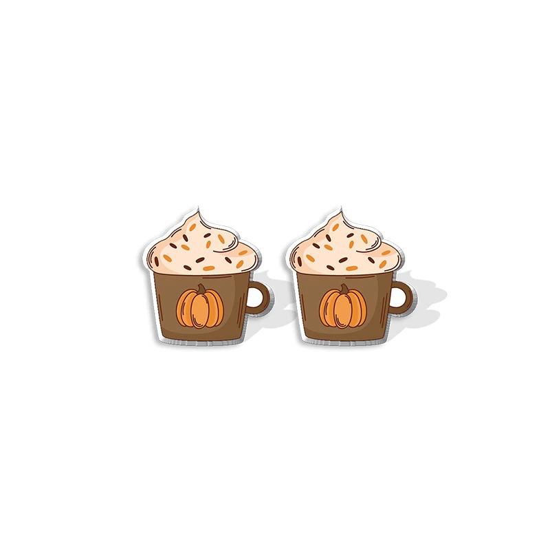 Thanksgiving Pumpkin Pie Acrylic Stud Earrings - Trendy Dessert Jewelry - Image 6