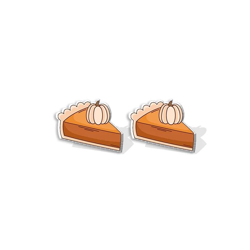 Thanksgiving Pumpkin Pie Acrylic Stud Earrings - Trendy Dessert Jewelry - Image 4