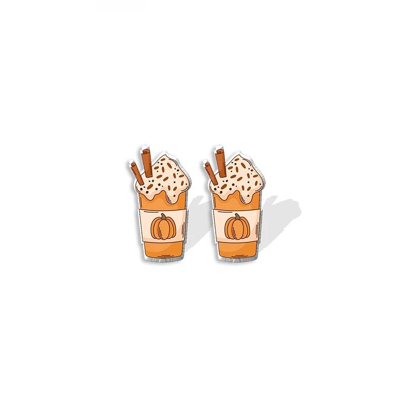 Thanksgiving Pumpkin Pie Acrylic Stud Earrings - Trendy Dessert Jewelry - Image 2