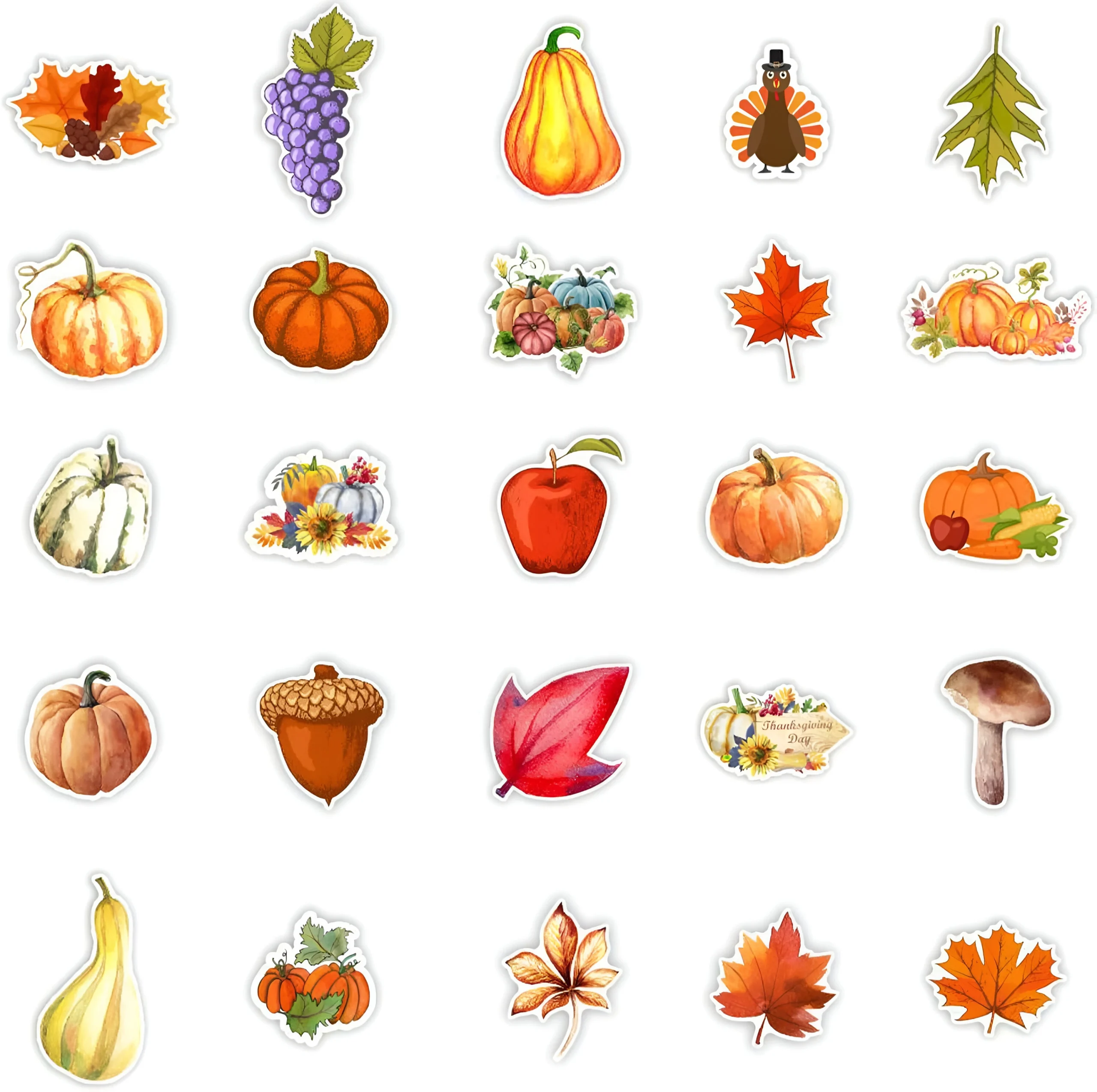 Cartoon Pumpkin & Maple Leaf Autumn Stickers Set (10/30/50PCS) - Image 4