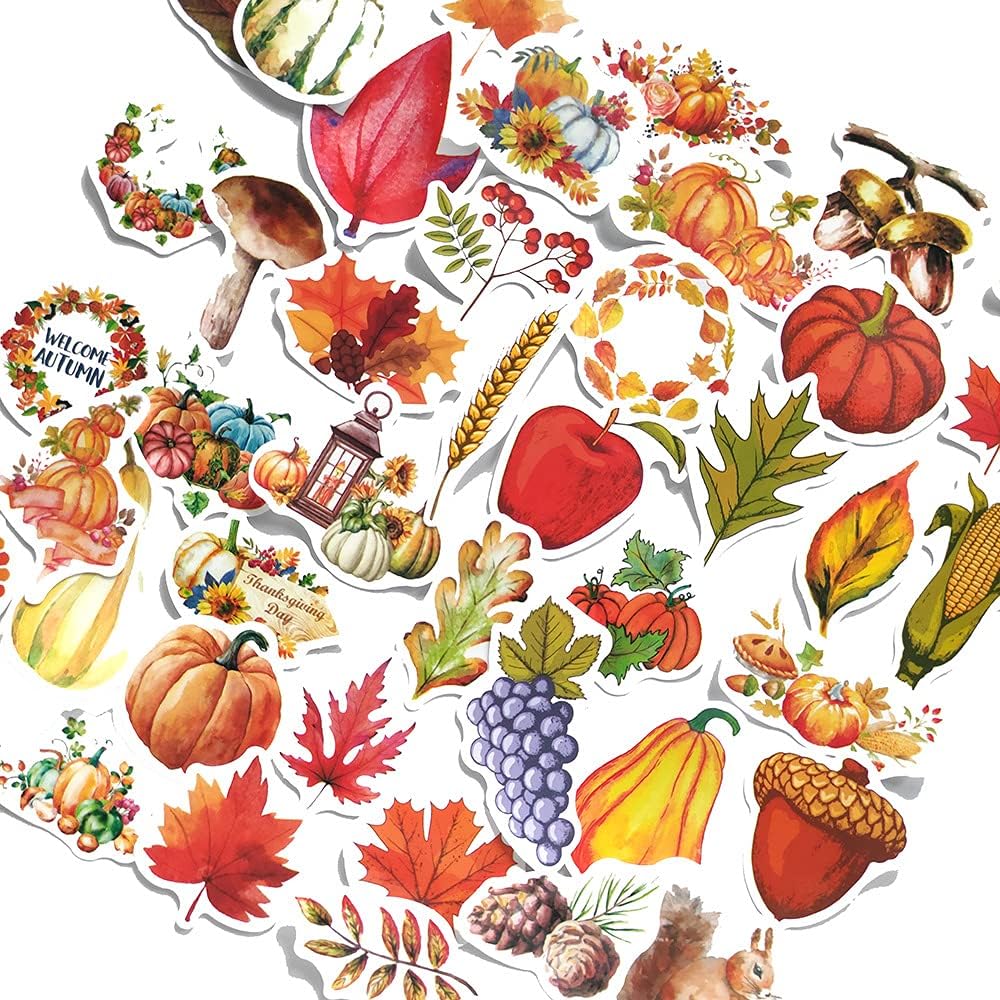 Cartoon Pumpkin & Maple Leaf Autumn Stickers Set (10/30/50PCS) - Image 3