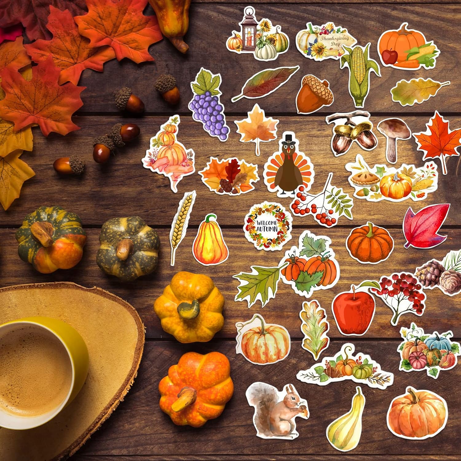 Cartoon Pumpkin & Maple Leaf Autumn Stickers Set (10/30/50PCS) - Image 2