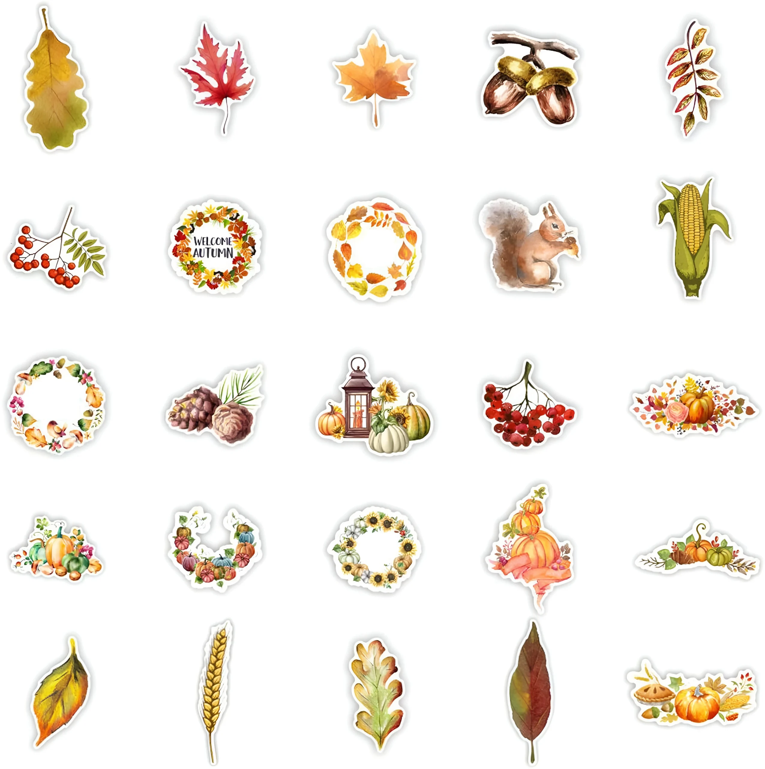 Cartoon Pumpkin & Maple Leaf Autumn Stickers Set (10/30/50PCS) - Image 5