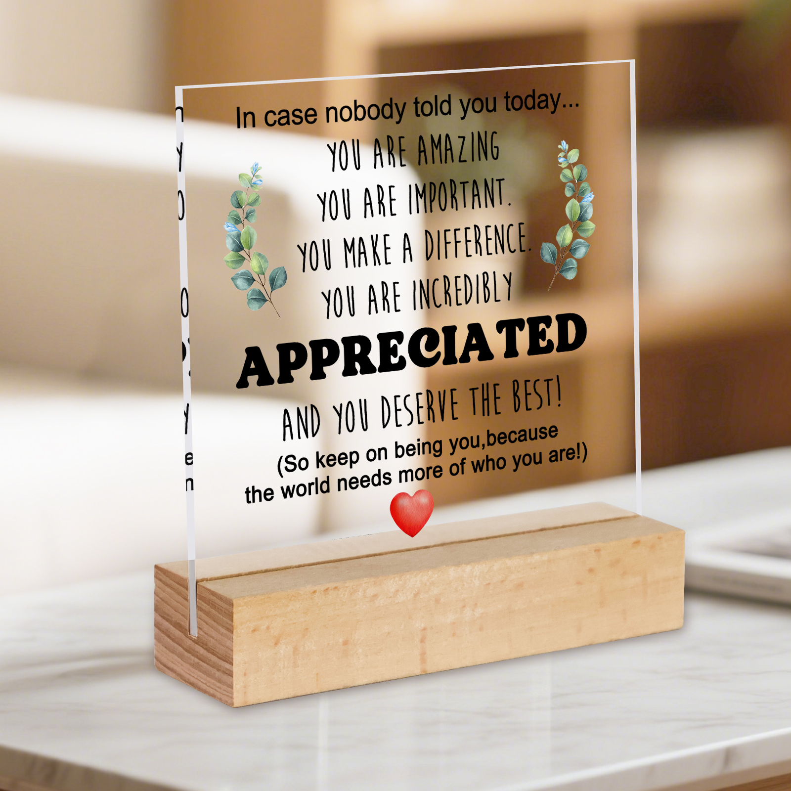 Thanksgiving Gratitude Acrylic Leaf Plaque – Heartfelt Gift of Warm Blessings