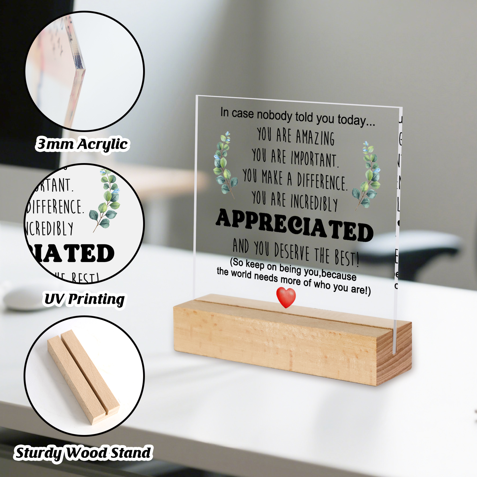 Thanksgiving Gratitude Acrylic Leaf Plaque – Heartfelt Gift of Warm Blessings - Image 2