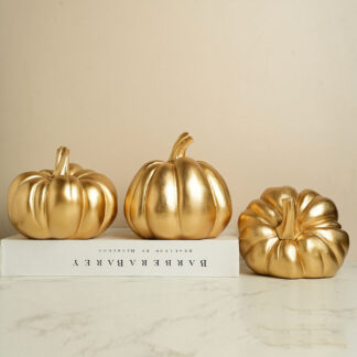 Golden Retro Pumpkin Ornaments – Vintage Resin Decorations