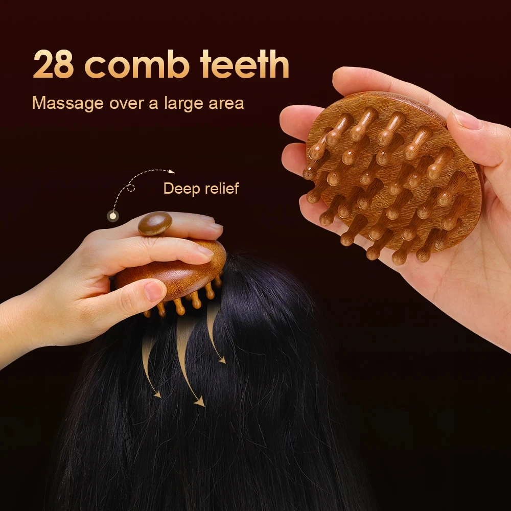 Multi-Functional Natural Sandalwood Massage Comb – Scalp & Body Relaxation Tool - Image 3
