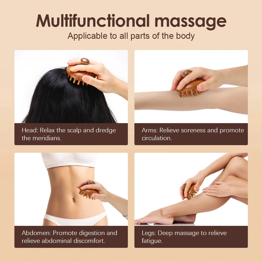 Multi-Functional Natural Sandalwood Massage Comb – Scalp & Body Relaxation Tool - Image 5