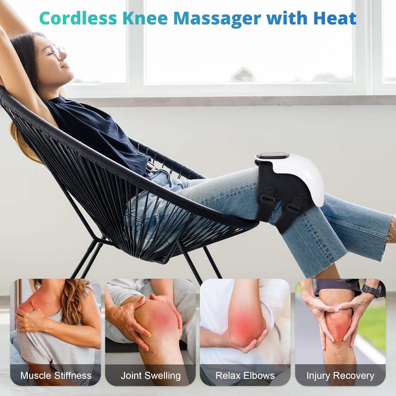 Wireless Heated Knee Massager with Vibration & Adjustable Heat Levels - Image 2
