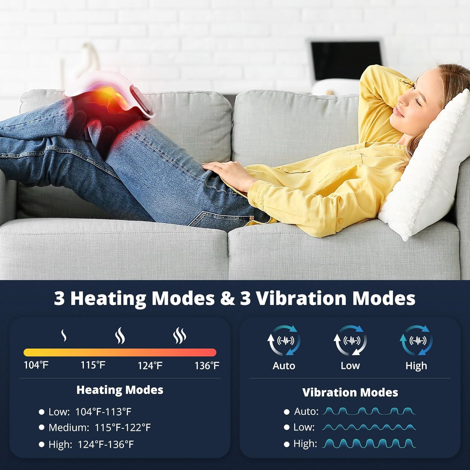 Wireless Heated Knee Massager with Vibration & Adjustable Heat Levels - Image 3
