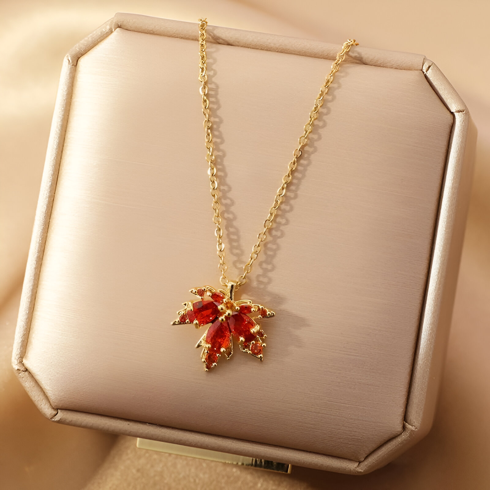 Gold Dainty Maple Leaf Necklace - Perfect Fall Pendant Jewelry - Image 2
