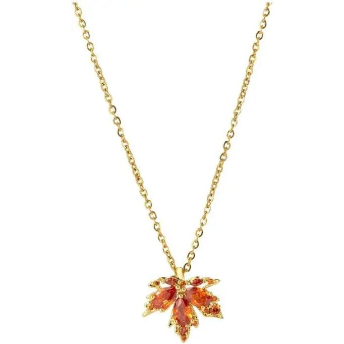 Gold Dainty Maple Leaf Necklace - Perfect Fall Pendant Jewelry