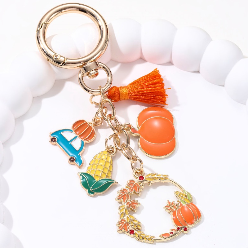 Cute Sunflower Pumpkin Maple Leaves Fox Mushroom Keychain - Thanksgiving Gift - Image 5