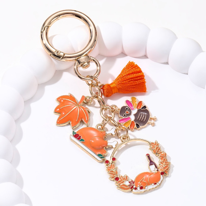 Cute Sunflower Pumpkin Maple Leaves Fox Mushroom Keychain - Thanksgiving Gift - Image 6