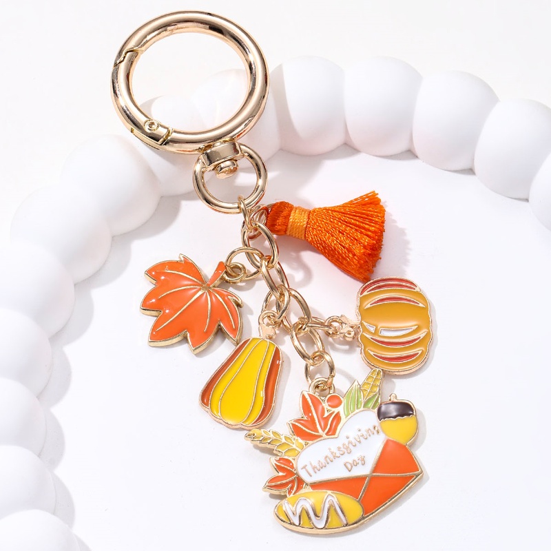 Cute Sunflower Pumpkin Maple Leaves Fox Mushroom Keychain - Thanksgiving Gift - Image 2