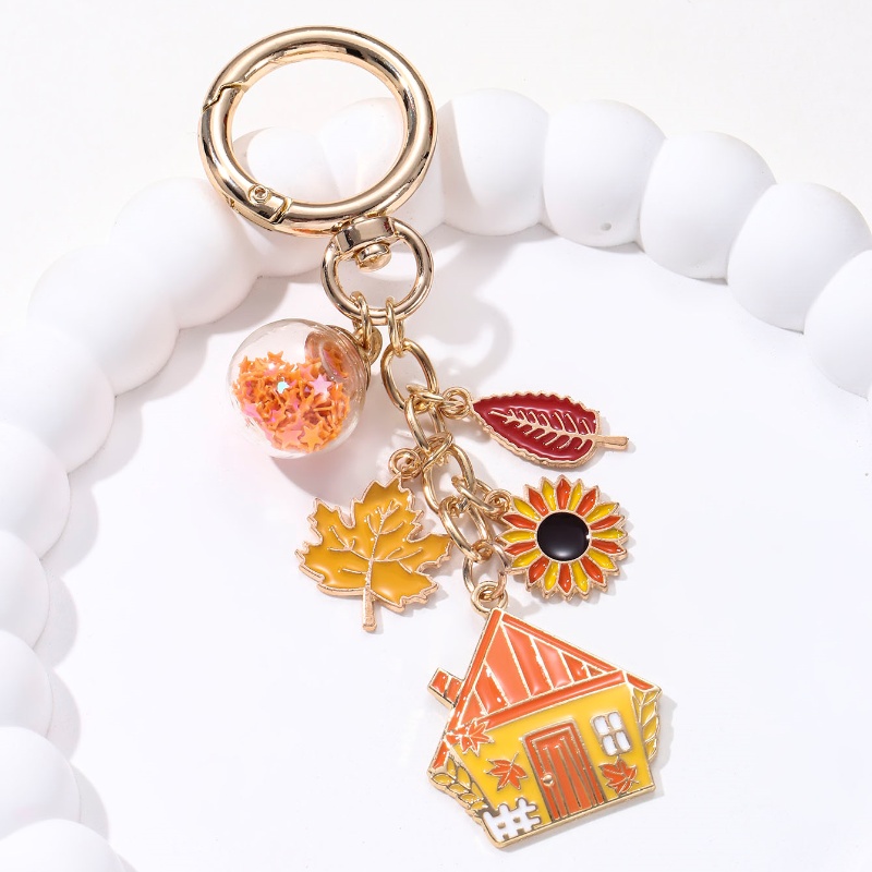 Cute Sunflower Pumpkin Maple Leaves Fox Mushroom Keychain - Thanksgiving Gift - Image 4