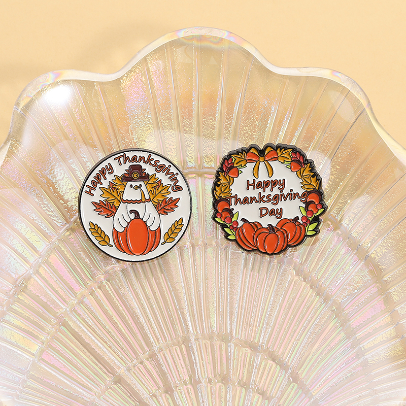 Thanksgiving Day Enamel Pins - Turkey & Pumpkin Brooches for Friends - Image 2