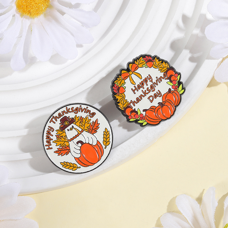 Thanksgiving Day Enamel Pins - Turkey & Pumpkin Brooches for Friends - Image 3