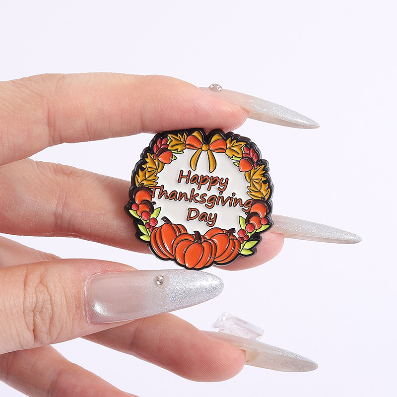 Thanksgiving Day Enamel Pins - Turkey & Pumpkin Brooches for Friends