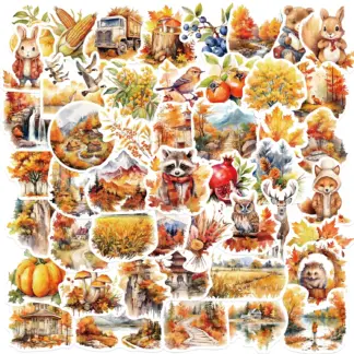 50pcs Thanksgiving Fall Stickers Set for Crafts, Journals & Holiday Decor