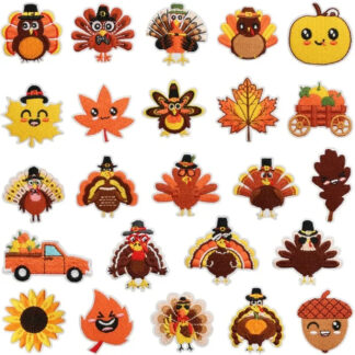 Thanksgiving Autumn Maple Leaf Embroidery Patch – Eco-Friendly Cloth Sticker
