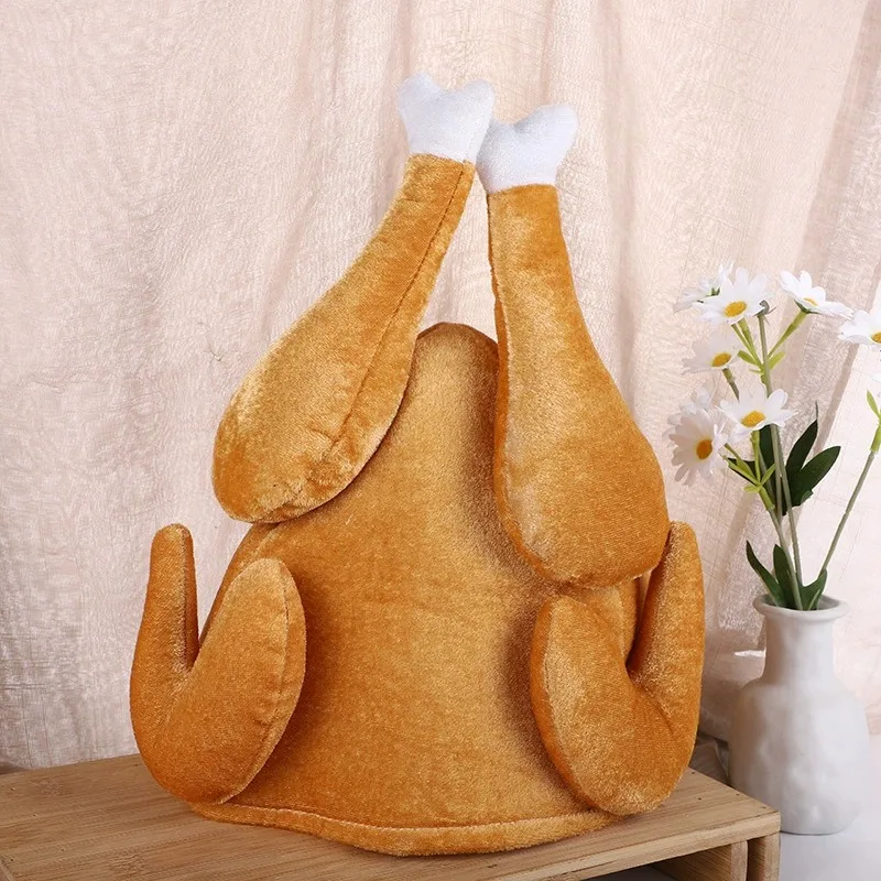 Funny Turkey & Chicken Leg Plush Hat – Holiday Party Costume Accessory - Image 3