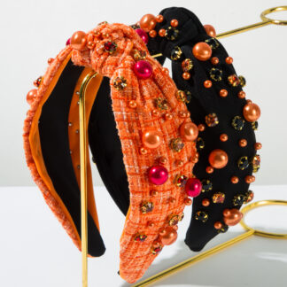 Pearl Rhinestone Headband for Women – Knotted High Skull Design