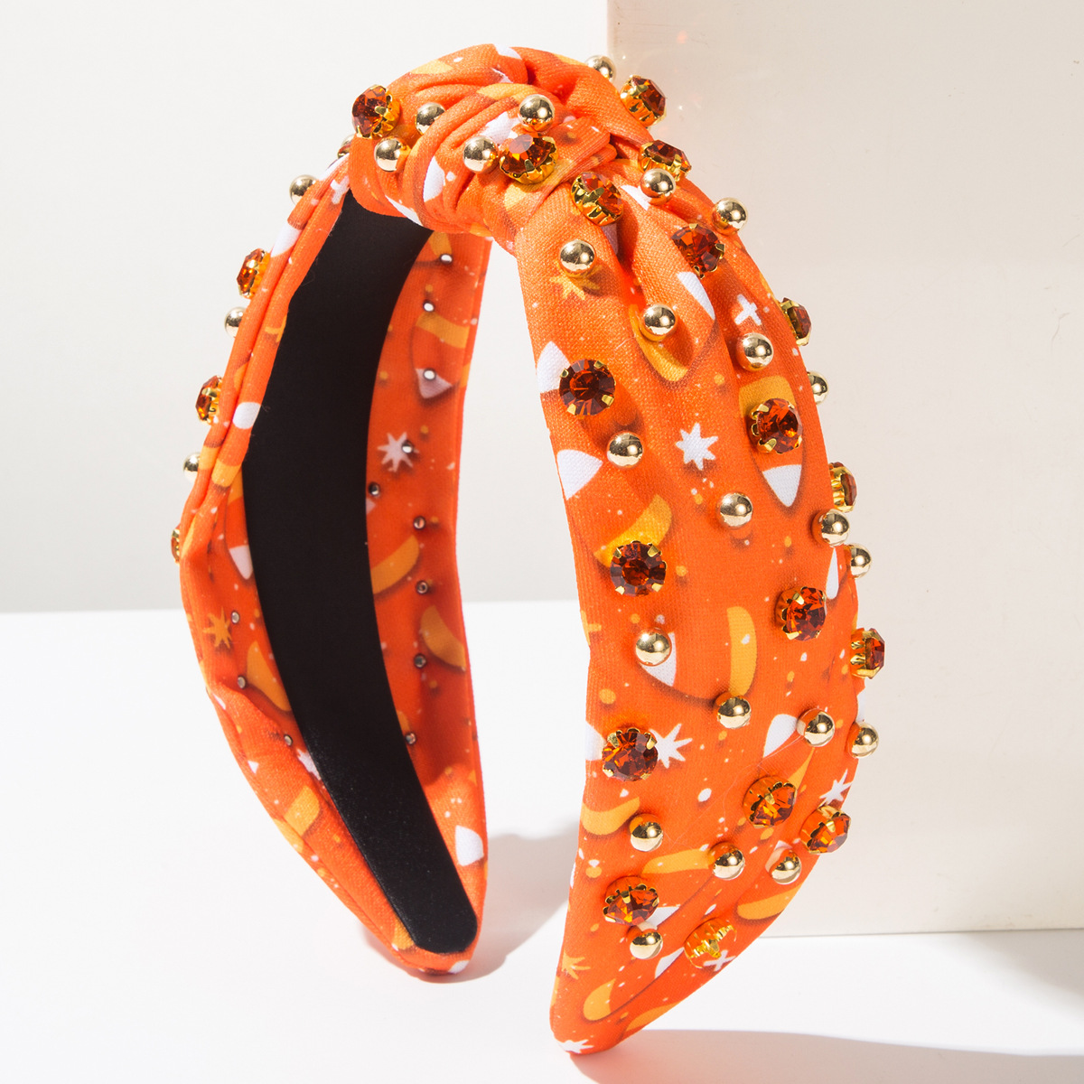 Pearl Rhinestone Headband for Women – Knotted High Skull Design - Image 3