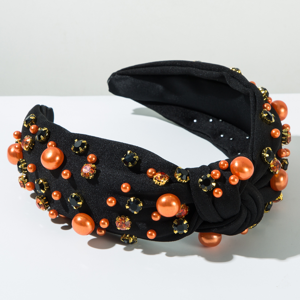 Pearl Rhinestone Headband for Women – Knotted High Skull Design - Image 5