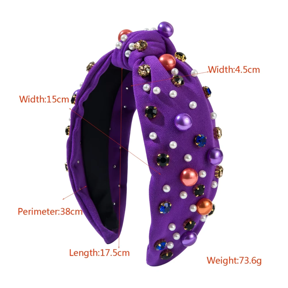 Pearl Rhinestone Headband for Women – Knotted High Skull Design - Image 7
