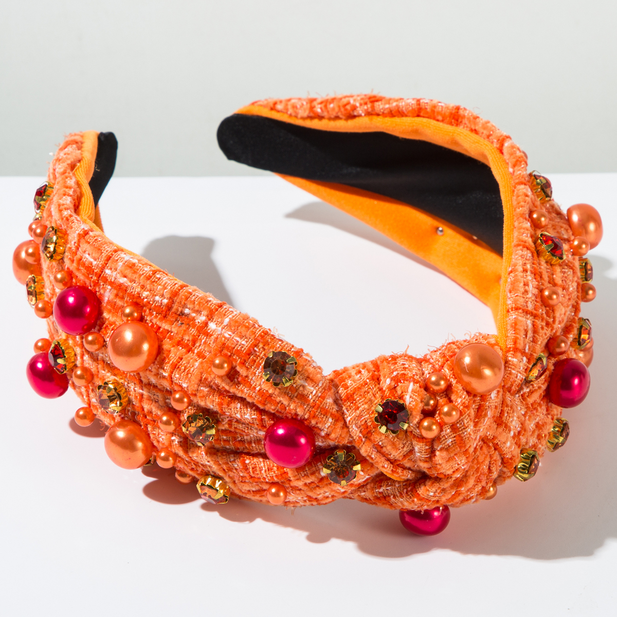 Pearl Rhinestone Headband for Women – Knotted High Skull Design - Image 6