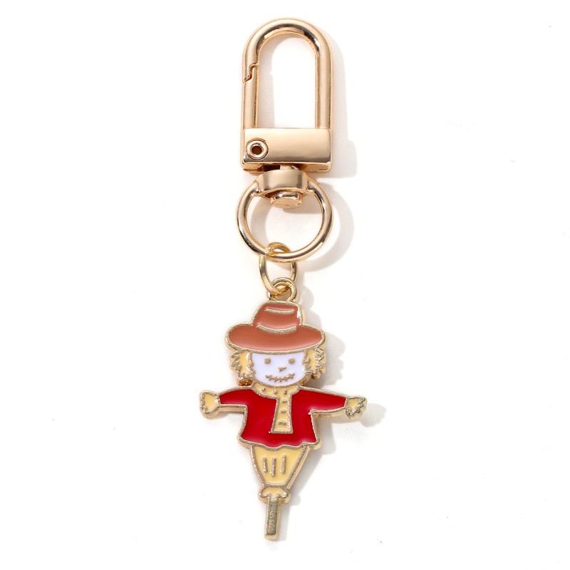 Autumn Harvest Hedgehog Pumpkin Scarecrow Keychain – Thanksgiving Joy - Image 2