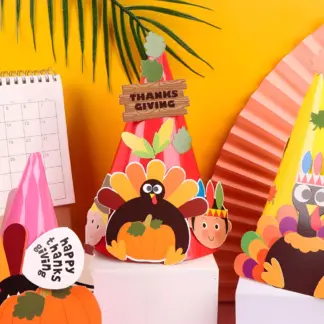 Thanksgiving DIY Turkey Paper Hat Craft Kit – Fun Party Game & School Activity Set (6pcs)