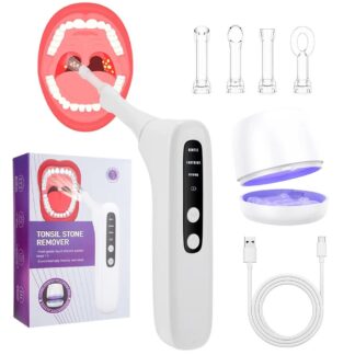 Electric Tonsil Stone Remover with UV Storage Box & 4 Suction Tips