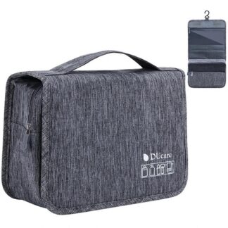Foldable Travel Makeup Bag with Hanging Hook & Wet-Dry Separation