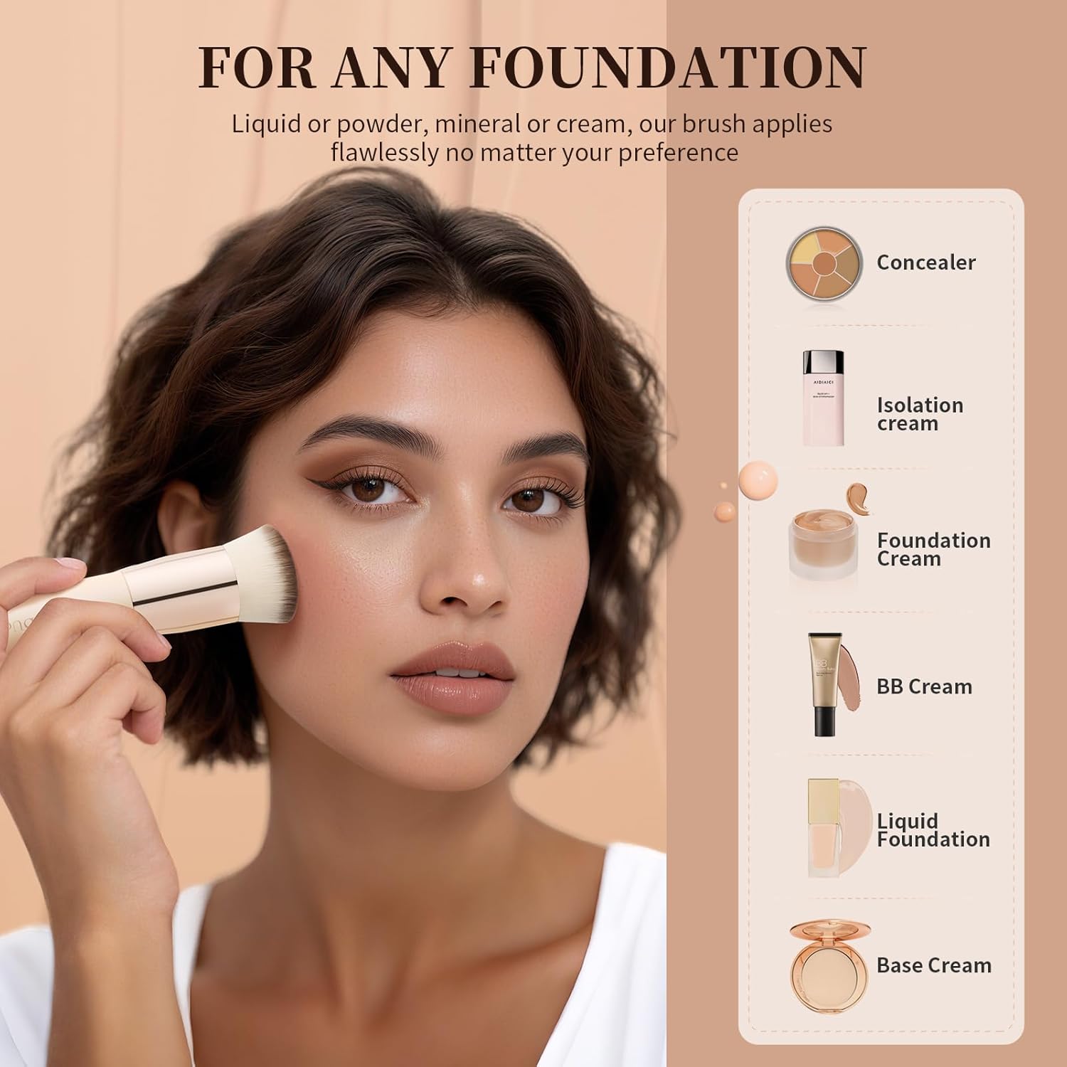 Flat Top Kabuki Foundation Brush – Professional Makeup Blending Tool - Image 5