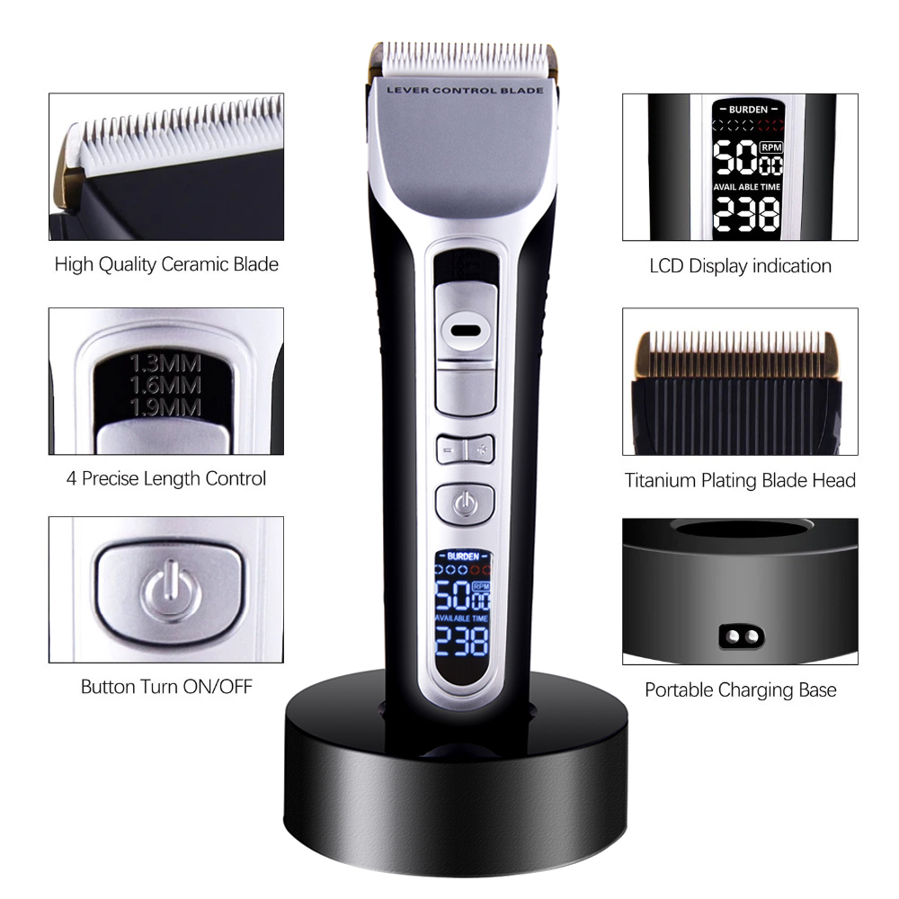 Professional Titanium Ceramic Hair Clipper with LCD Display & Precision Control - Image 5