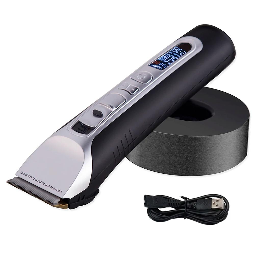 Professional Titanium Ceramic Hair Clipper with LCD Display & Precision Control