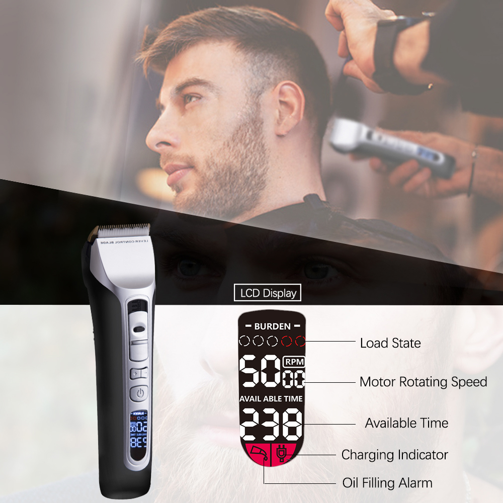 Professional Titanium Ceramic Hair Clipper with LCD Display & Precision Control - Image 3
