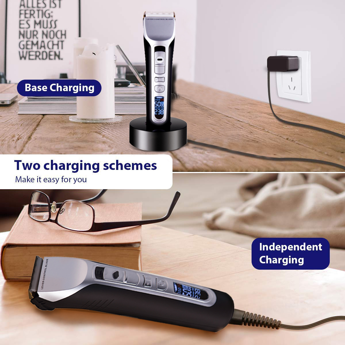 Professional Titanium Ceramic Hair Clipper with LCD Display & Precision Control - Image 6