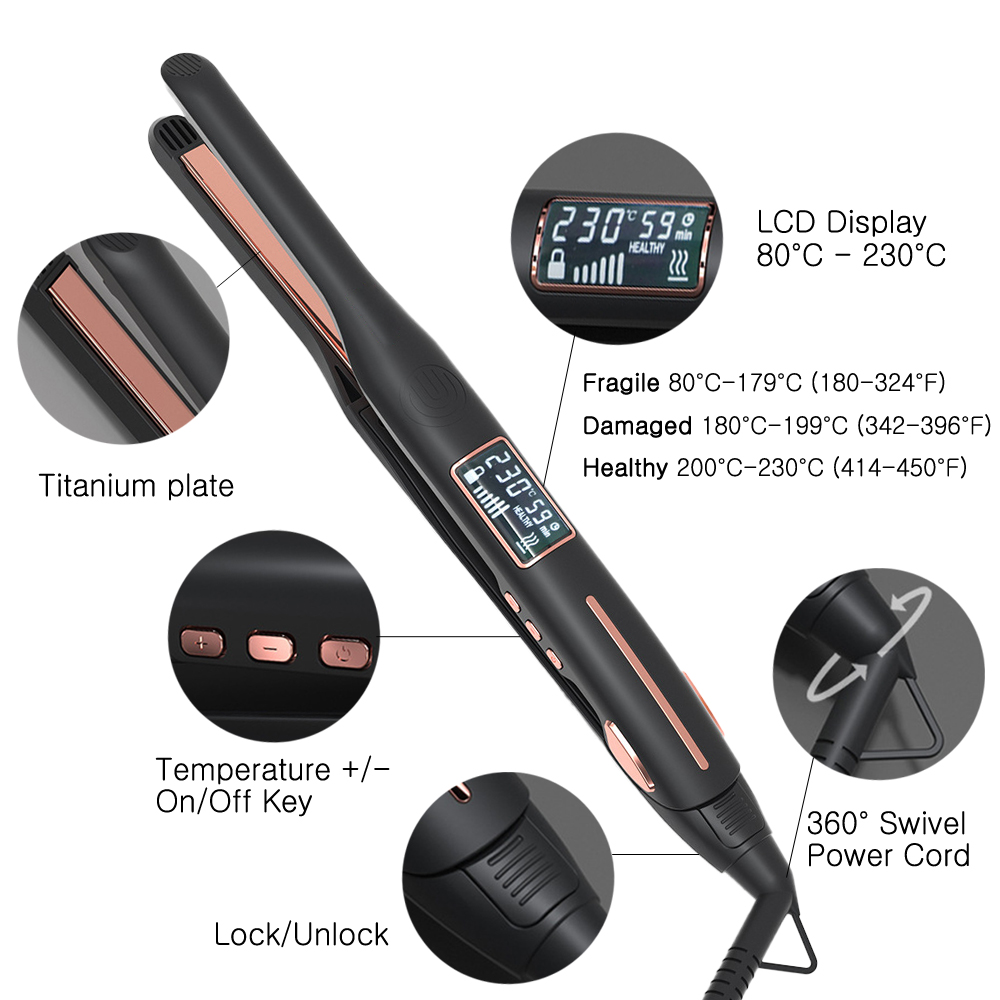 Mini Titanium Hair Curler & Straightener 450°F for Short Hair & Beard - Image 6