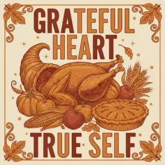 Grateful Heart, True Self – A Thanksgiving Guide to Connecting with Your Core Values | Mindful Gratitude eBook & Reflection Prompts | Tips for Connecting with Your Values During Thanksgiving