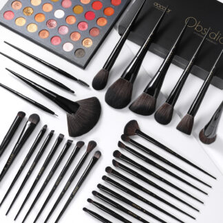 Professional 30-Piece Obsidian Makeup Brush Set for Face & Eyes