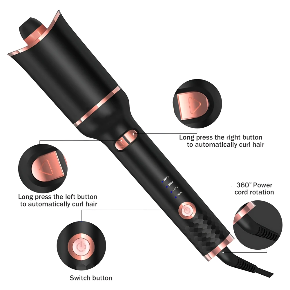 Automatic Rotating Ceramic Hair Curler with Ionic Air Spin Technology - Image 4