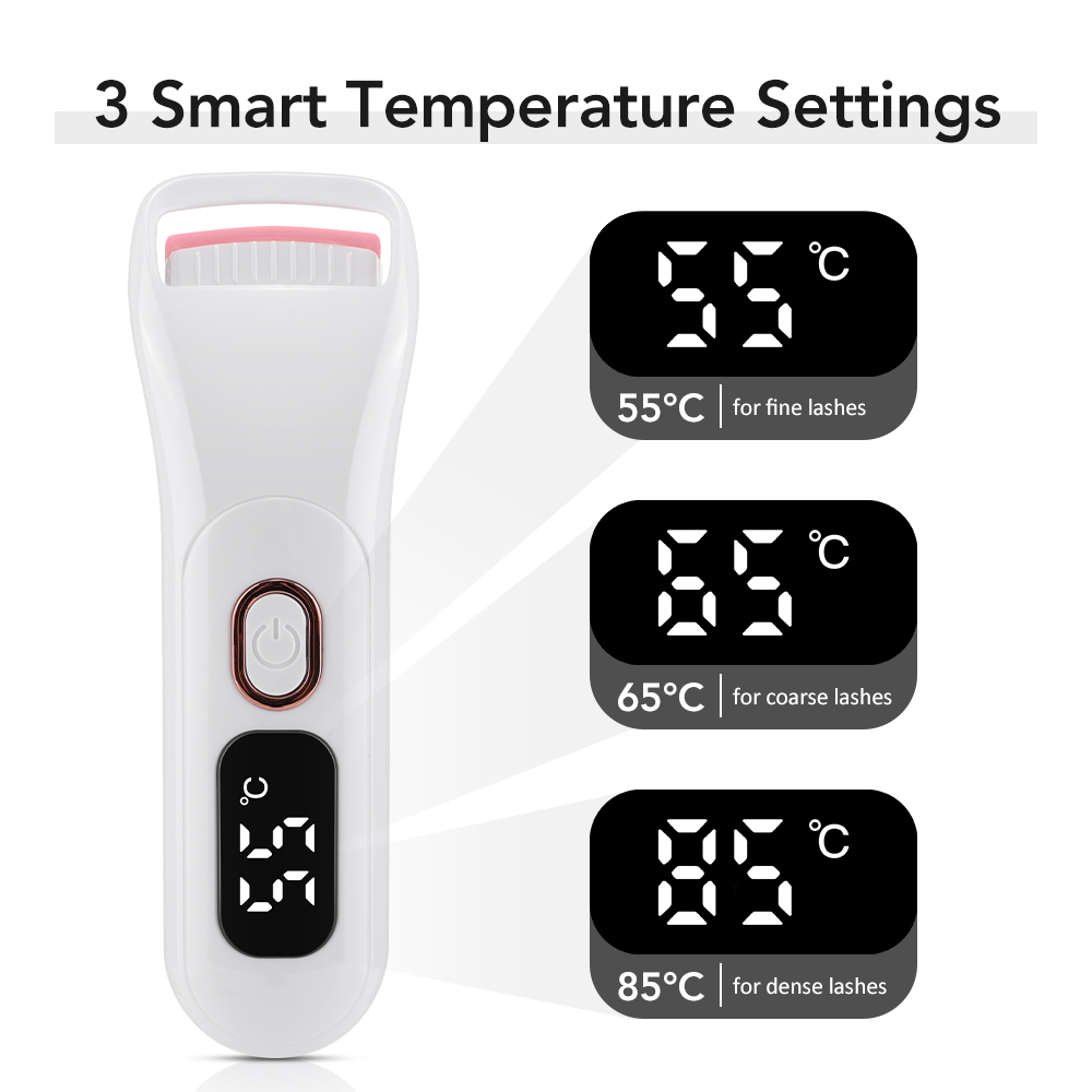 Rechargeable Heated Eyelash Curler with 3 Heat Settings & Digital Display - Image 4