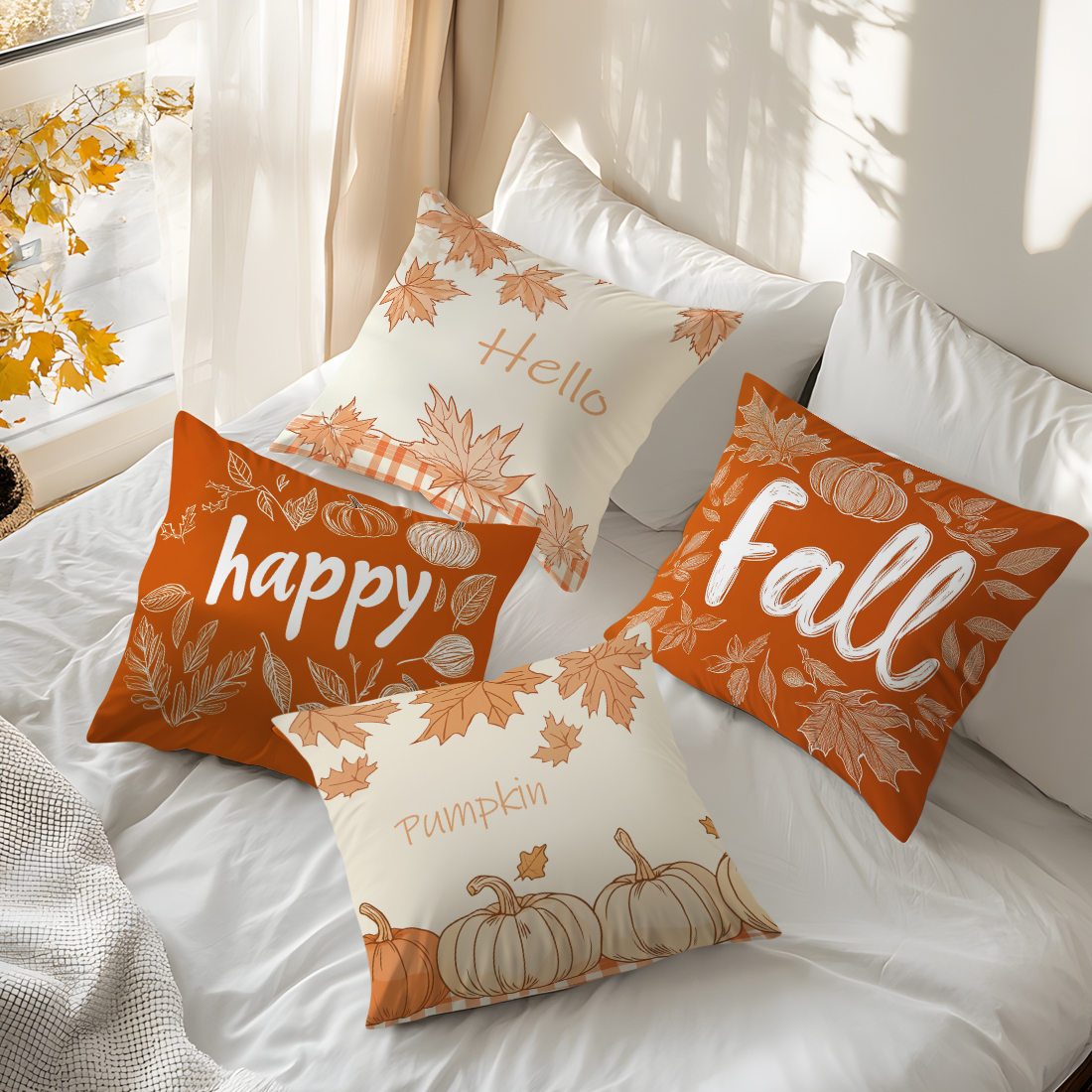 Thanksgiving Maple Leaf Pumpkin Cushion Cover - Image 4
