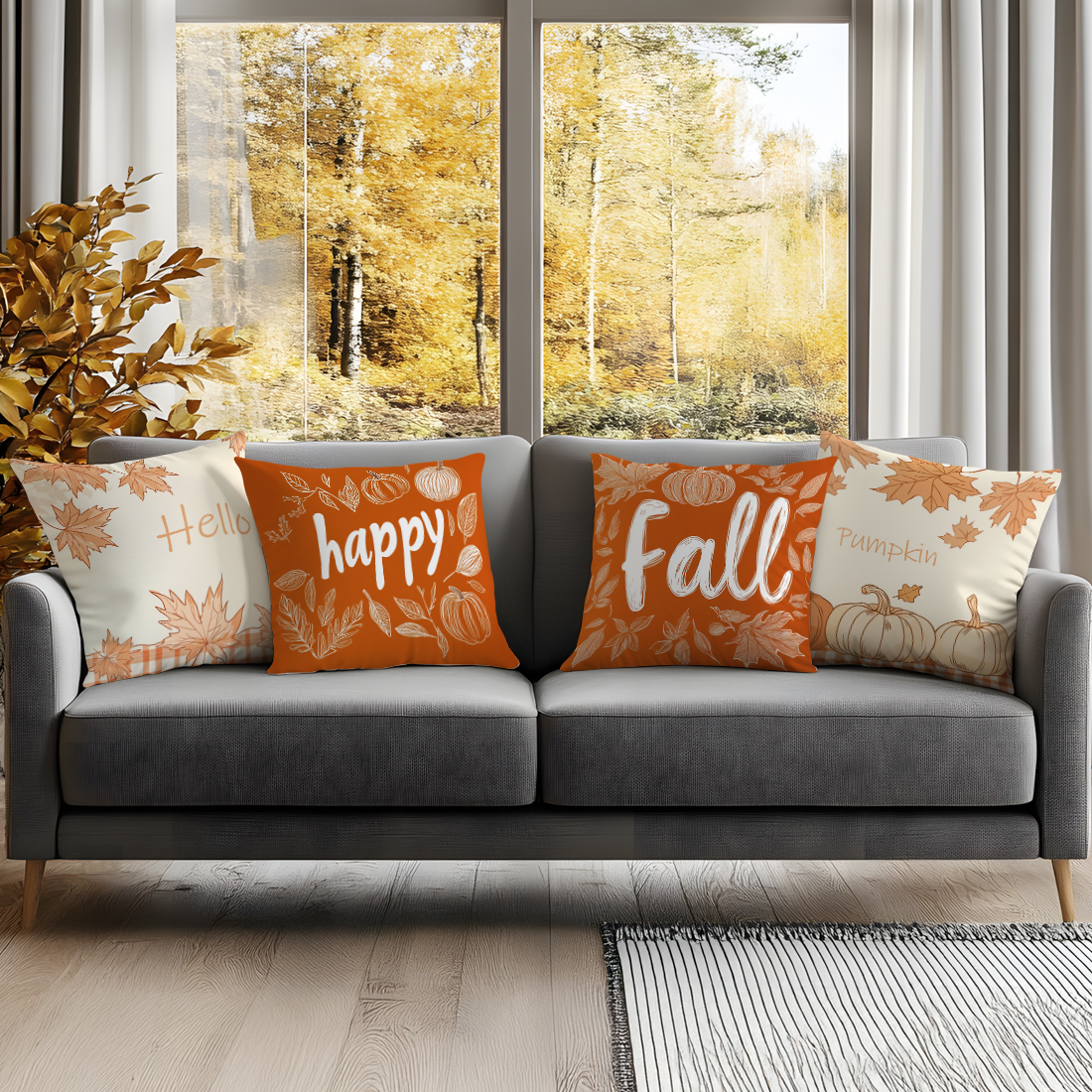 Thanksgiving Maple Leaf Pumpkin Cushion Cover - Image 2